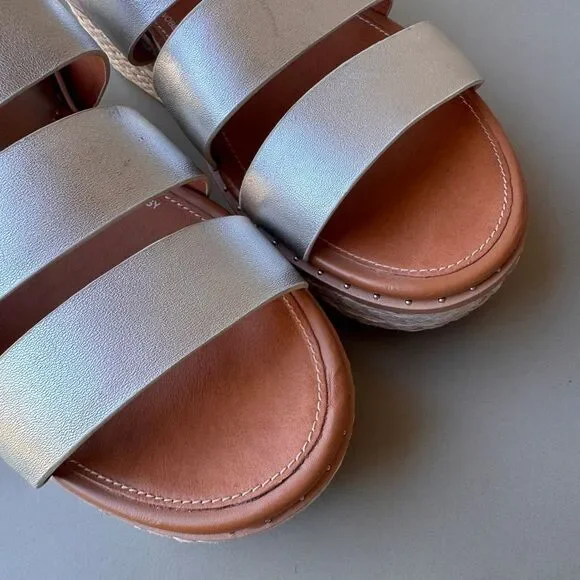 FitFlop Eloise Wedge Sandals Womens Size 8 Silver Platform Espadrille Strappy - Picture 14 of 15